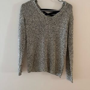 Women's V-Neck Sweater - Black and White